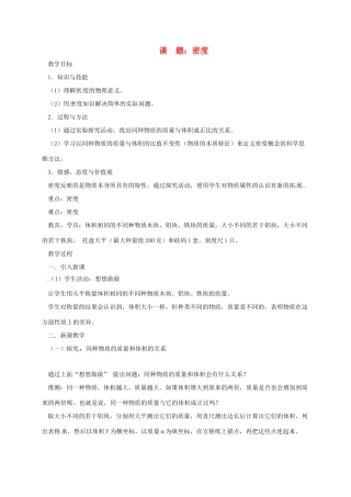 河南省郑州市中考物理《密度》复习教案-人教版初中九年级全册物理教案