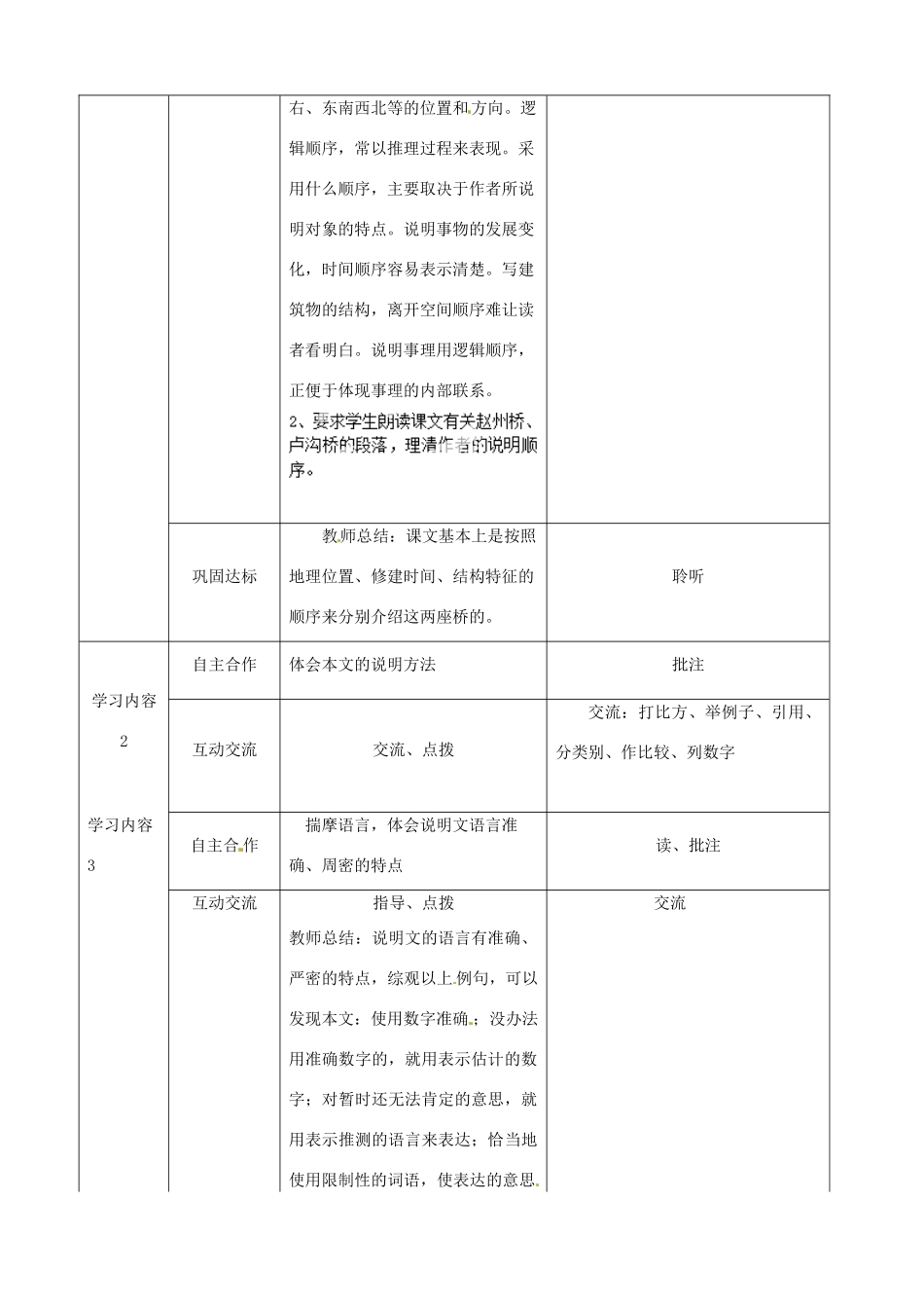 湖北省宜都市红花套镇初级中学八年级语文上册 第三单元 第11课《中国石拱桥》（第2课时）教案 新人教版_第2页