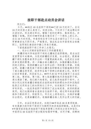 挂职干部赴点动员会讲话发言
