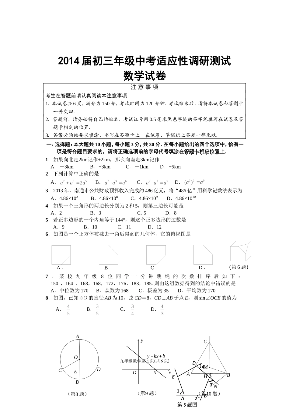 2014届初三调研测试_第1页