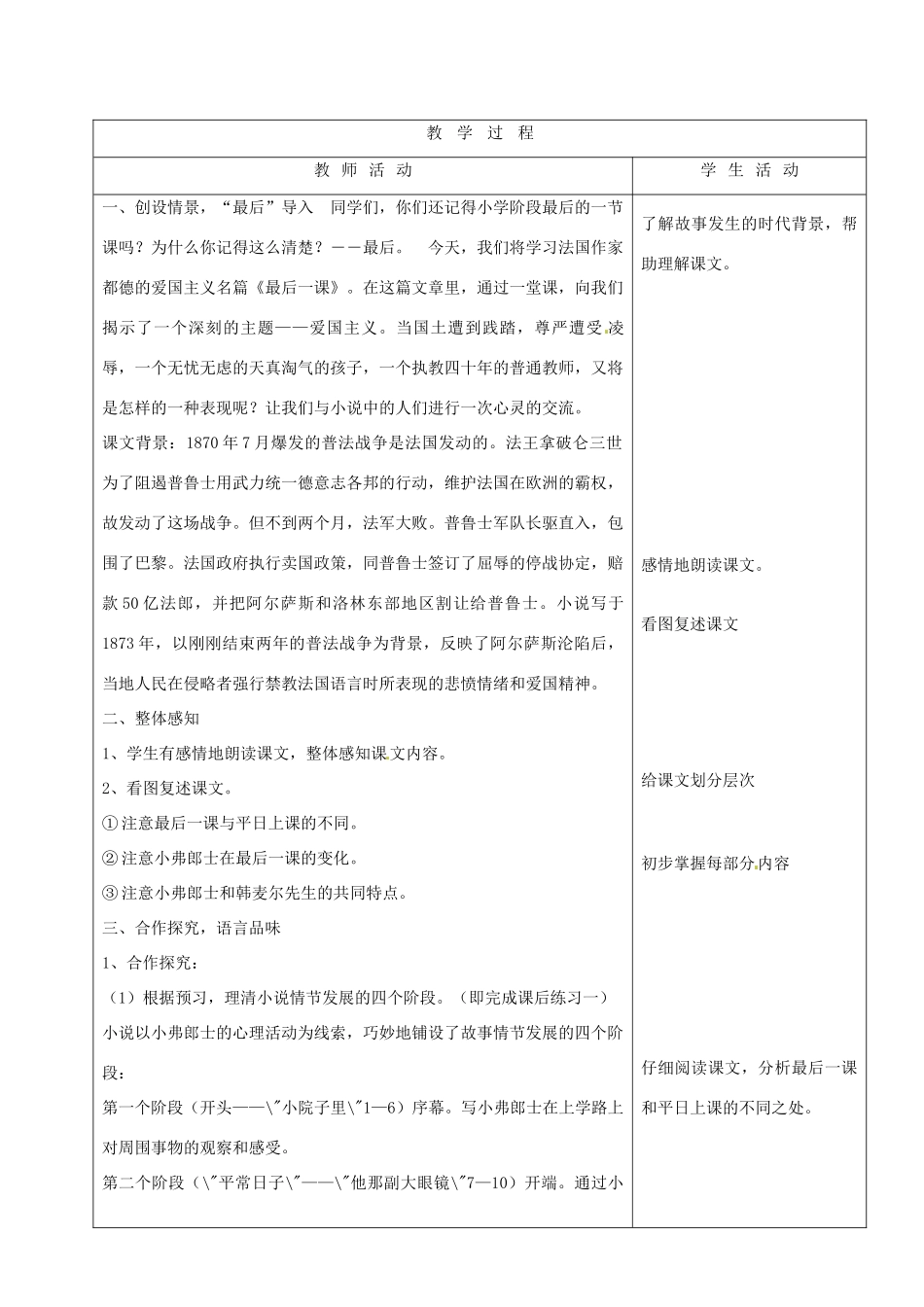 山东省烟台20中七年级语文《最后一课》教案_第2页