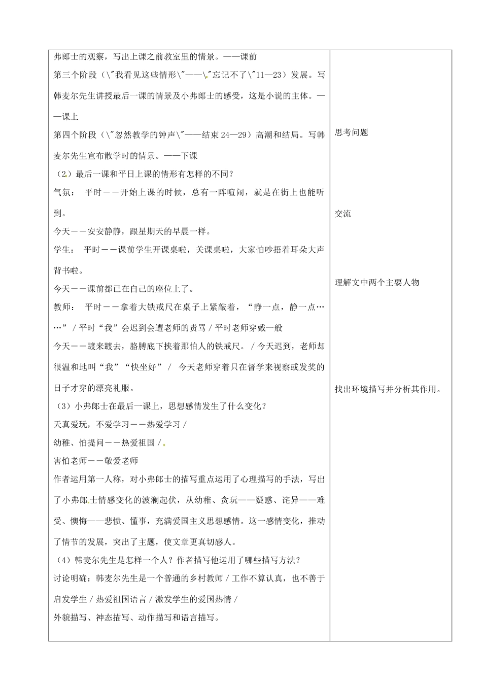 山东省烟台20中七年级语文《最后一课》教案_第3页
