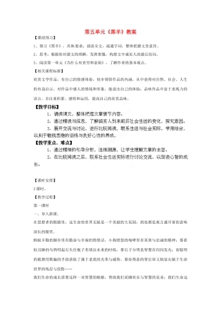 山东省枣庄市峄城区吴林街道中学九年级语文下册 第五单元《黑羊》教案 北师大版