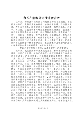 市长在能源公司推进会讲话发言