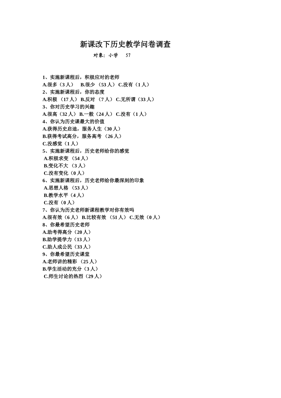 关于新课改下历史教学调查 (6)_第1页