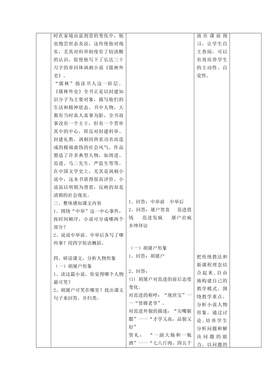 北京市顺义区大孙各庄中学九年级语文上册 第19课《范进中举》教案1 新人教版_第3页