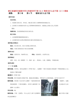 浙江省温岭市城南中学七年级科学下册《2.5 物体为什么会下落（2）》教案