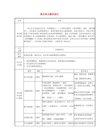 辽宁省法库县八年级语文上册 第五单元教学设计 新人教版-新人教版初中八年级上册语文教案