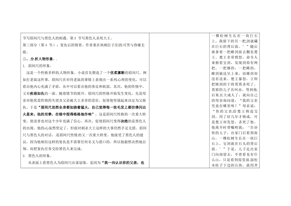 吉林省长春市第一零四中学九年级语文上册 铸剑教案2 长春版_第2页