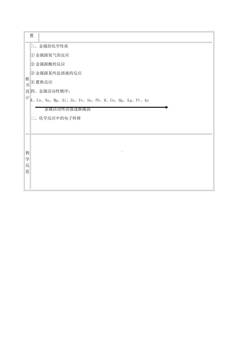 浙江省温州市龙湾区实验中学九年级科学上册 1.5 寻找金属变化的规律（第2课时）教案 浙教版_第3页