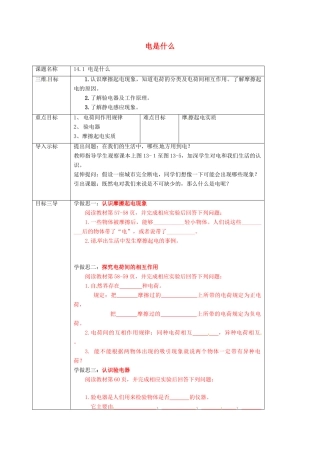 重庆市九年级物理全册 14.1 电是什么教案 （新版）沪科版-（新版）沪科版初中九年级全册物理教案
