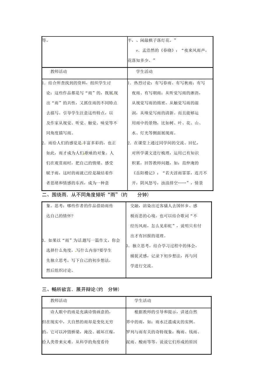 九年级语文上册第一单元《综合性学习-雨的述说》教案鲁教版_第3页