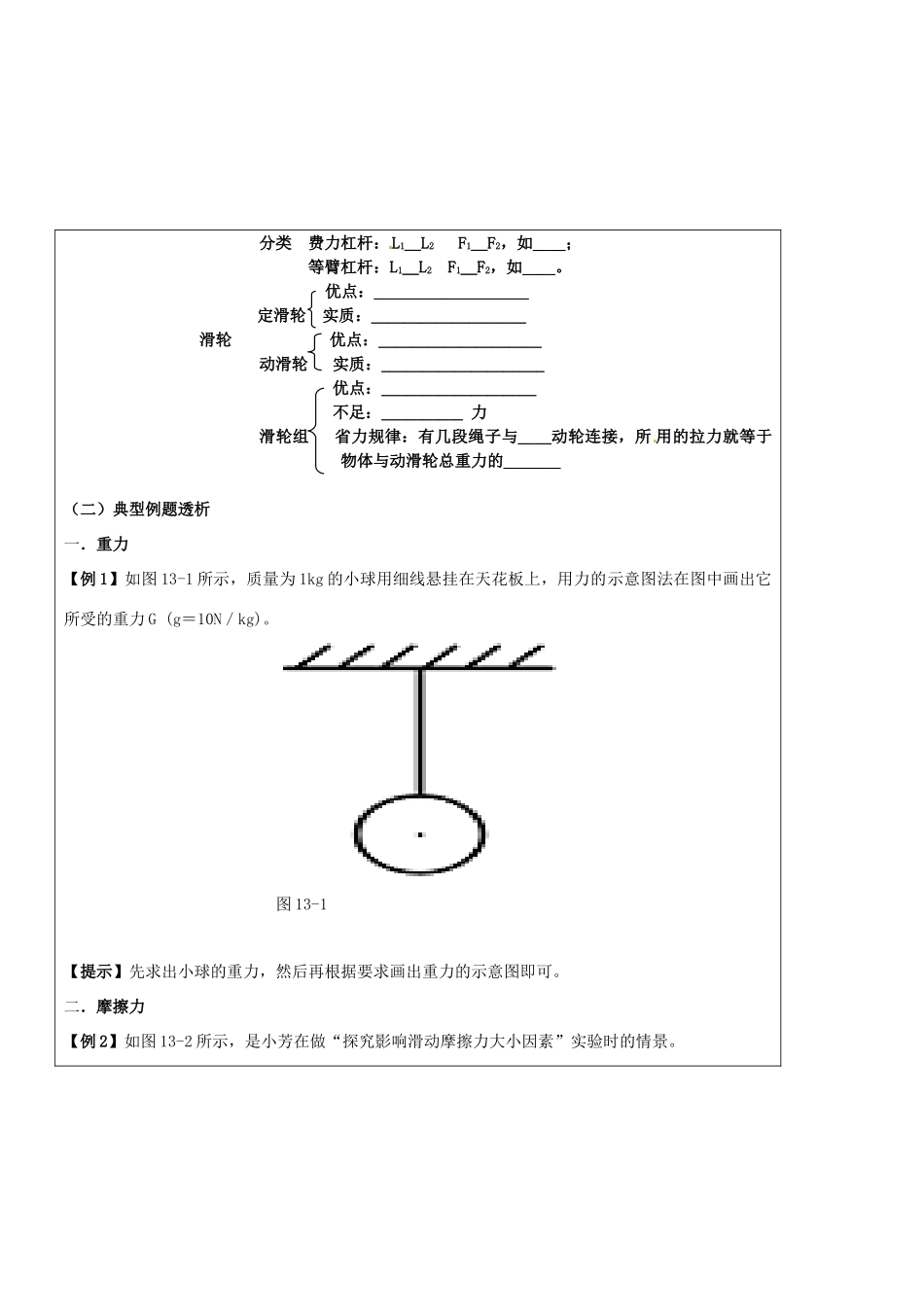 辽宁省普兰店二十七中九年级物理《第十三章力和机械》复习教案_第2页