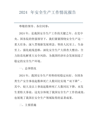 2024年安全生产工作情况报告