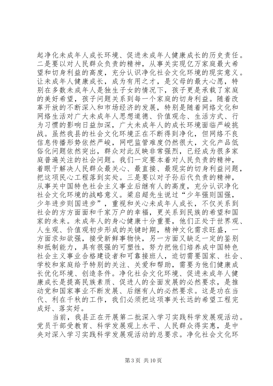 副书记召开净化社会文化会讲话发言_第3页