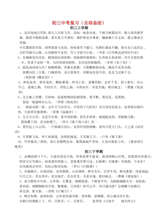 九年级语文中考复习（古诗总结）教案