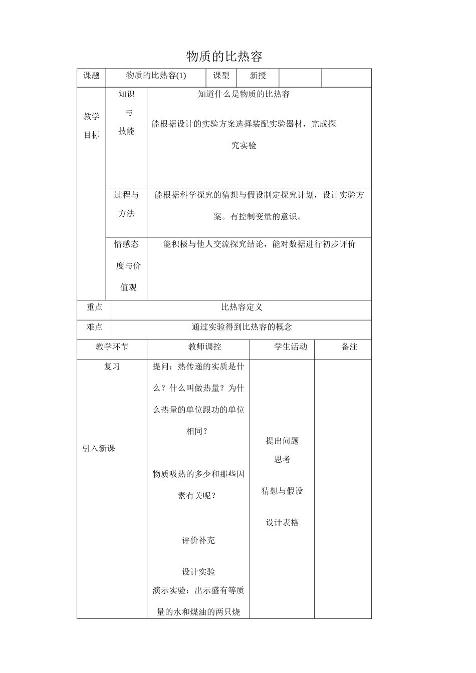 沪科版九年级物理物质的比热容1_第1页