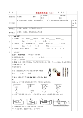湖南省茶陵县世纪星实验学校九年级物理下册《其他简单机械（二）》教案 湘教版