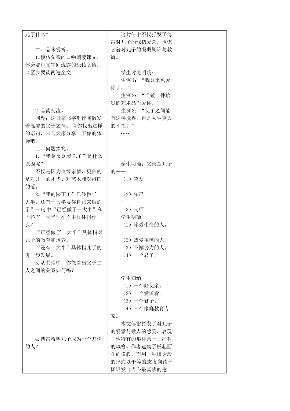 吉林省四平市第十七中学八年级语文上册 家书（第2课时）教案 长春版_第2页