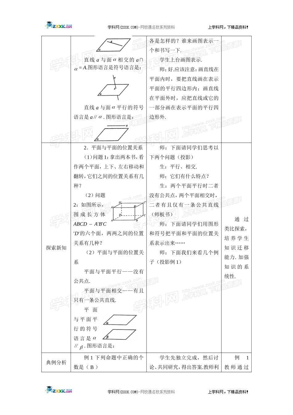 空间中直线与平面平面与平面之间的位置关系_第2页