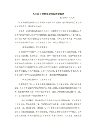 九年级化学实验教学总结
