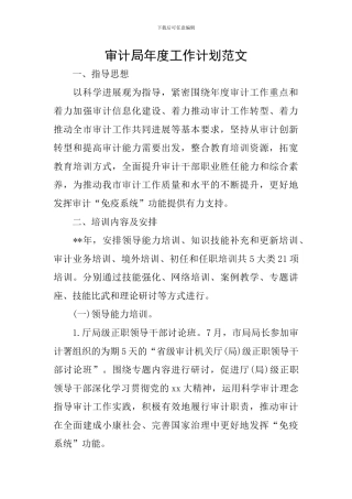 审计局年度工作计划范文