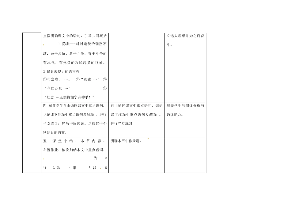 安徽省枞阳县钱桥初级中学九年级语文上册 第六单元 陈涉世家教案 新人教版_第3页