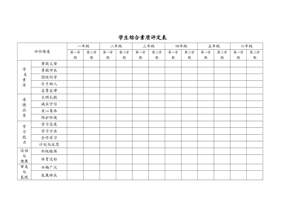 小学学生成长记录卡_第2页