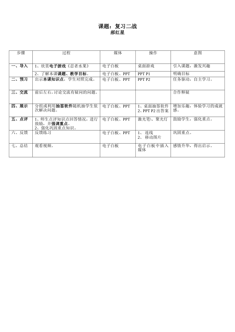 复习二战教学设计_第1页