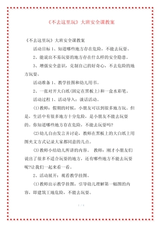 《不去这里玩》大班安全课教案 