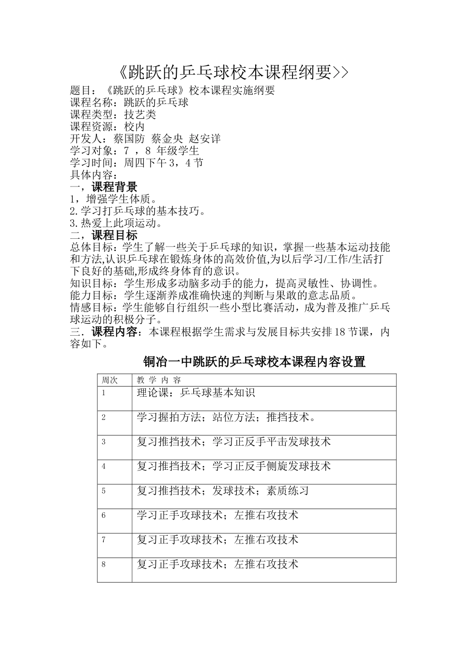 跳跃的乒乓球课程纲要蔡国防_第1页