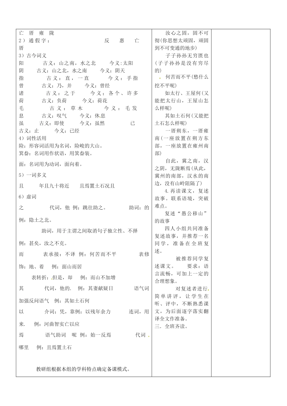 山东省郯城三中九年级语文下册 第23课《愚公移山》教案1 新人教版_第2页