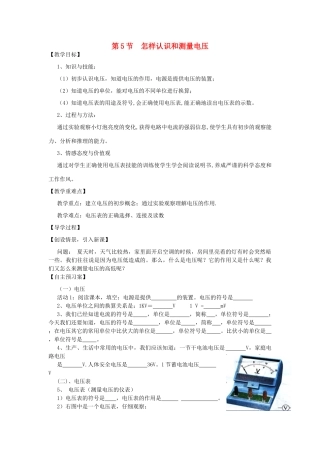 秋九年级物理上册 13.5《怎样认识和测量电压》教案 粤教沪版-粤教沪版初中九年级上册物理教案