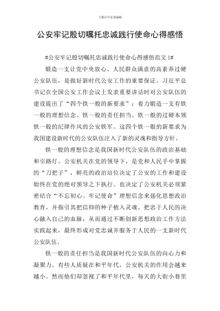 公安牢记殷切嘱托忠诚践行使命心得感悟