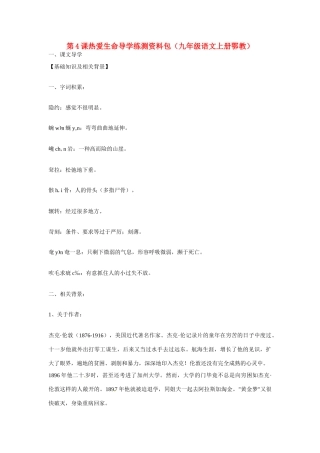 九年级语文上册第一单元4《热爱生命》教案鄂教版