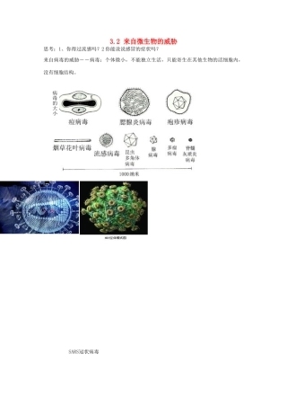 浙江省温州市龙湾区实验中学九年级科学下册《3.2 来自微生物的威胁》（第2课时）教案 浙教版