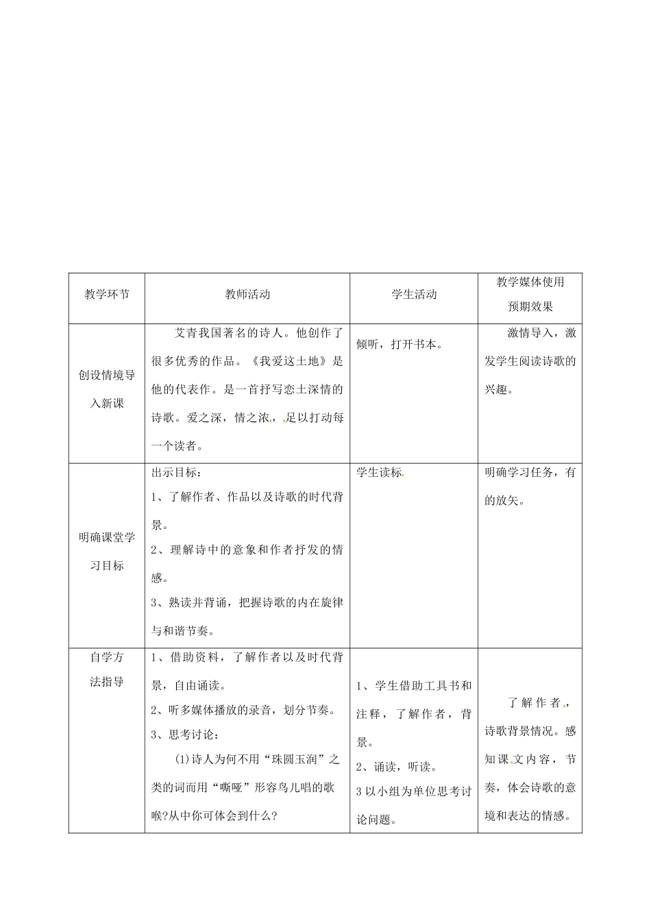 新疆精河县八十二团中学九年级语文下册《诗两首》教学设计 新人教版_第2页