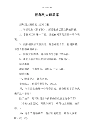 新年到大班教案