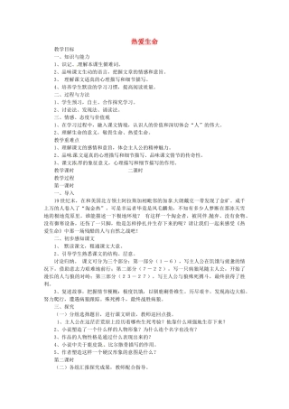 湖北省钟祥市石牌镇初级中学九年级语文下册《热爱生命》教案 新人教版