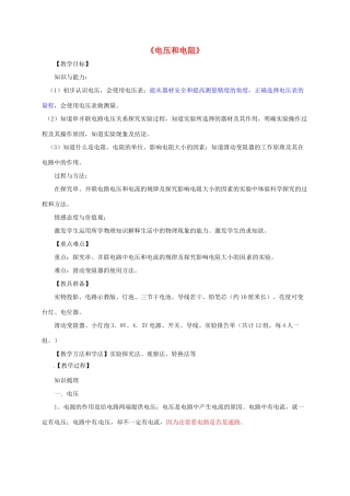 河南省郑州市中考物理《电压和电阻》复习教案-人教版初中九年级全册物理教案