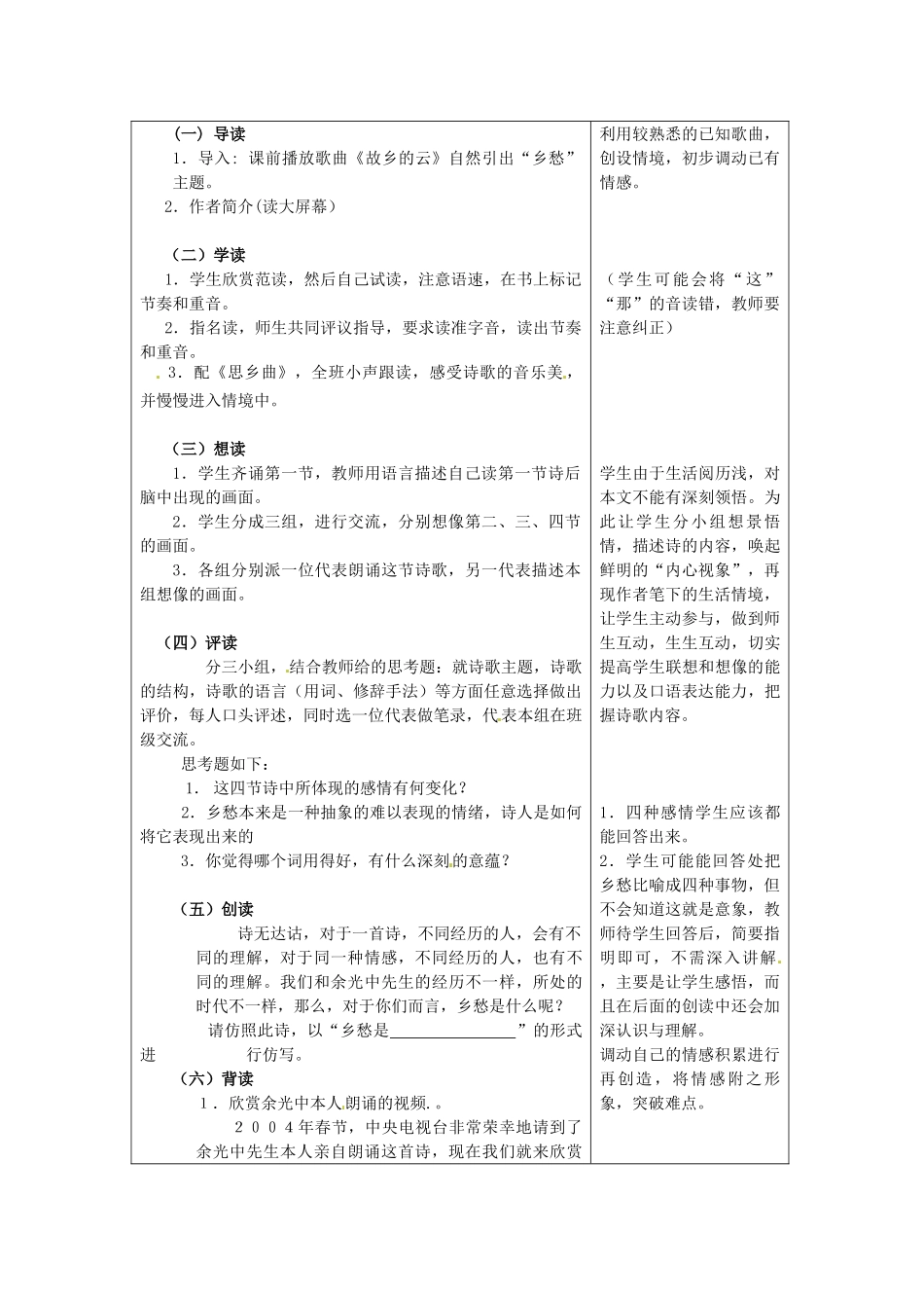 九年级语文上册 《诵读欣赏·乡愁》优秀实用教案 苏教版_第2页