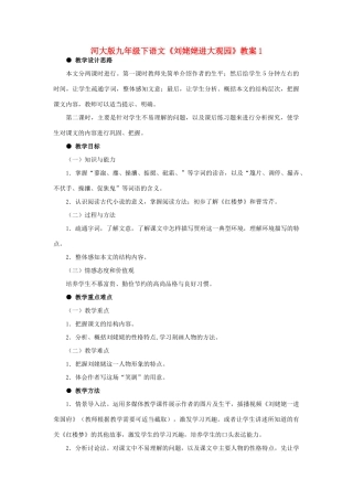 九年级语文下册《刘姥姥进大观园》教案1河大版