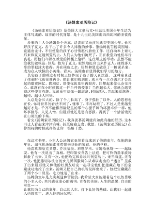 《汤姆索亚历险记》