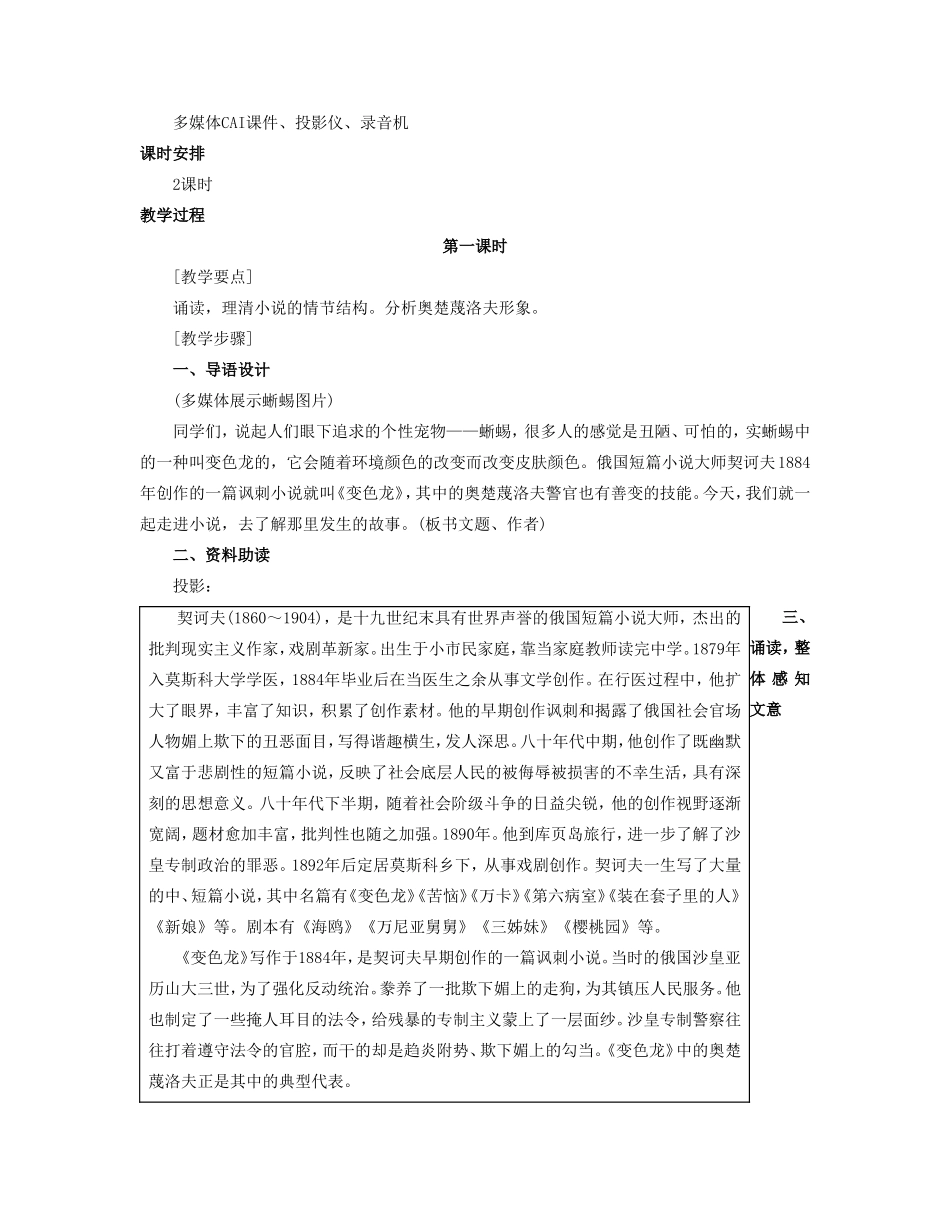 九年级语文下册《变色龙》教案 人教新课标版_第2页