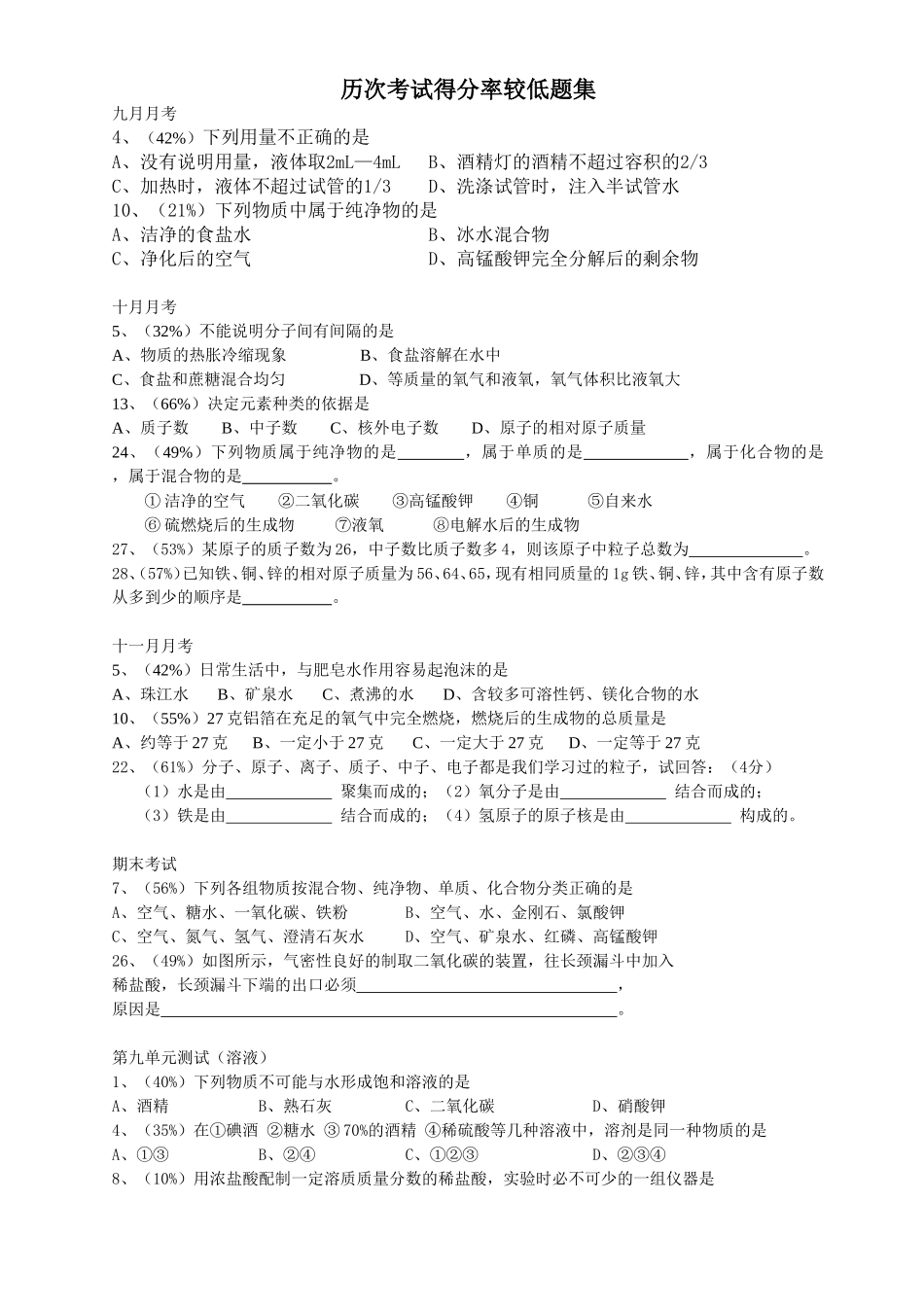 初三化学易错题集_第1页