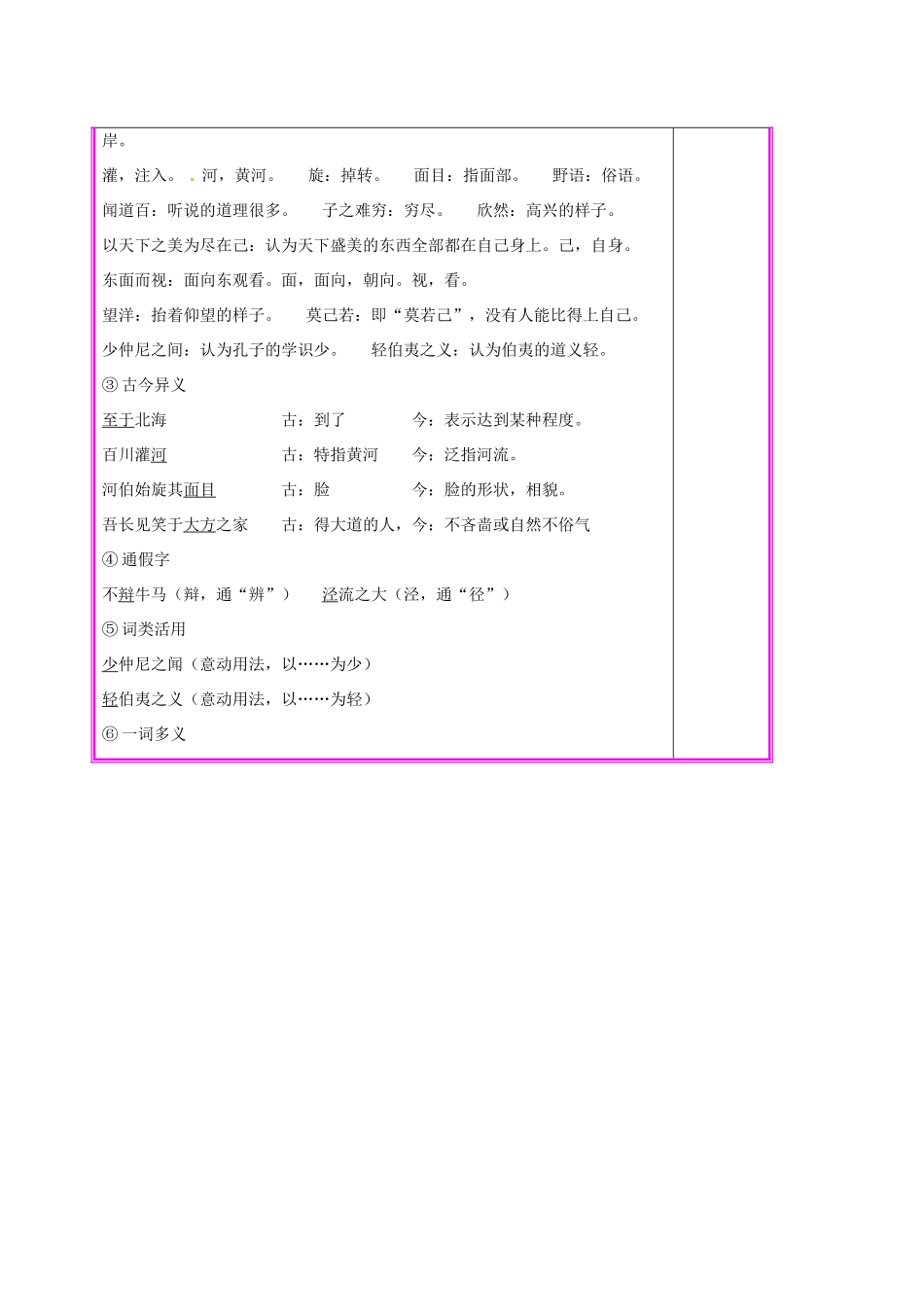湖南省张家界市慈利县赵家岗土家族乡中学九年级语文上册 第20课《秋水》第1课时教案 语文版_第2页