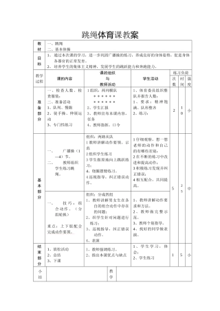 跳绳体育课教案