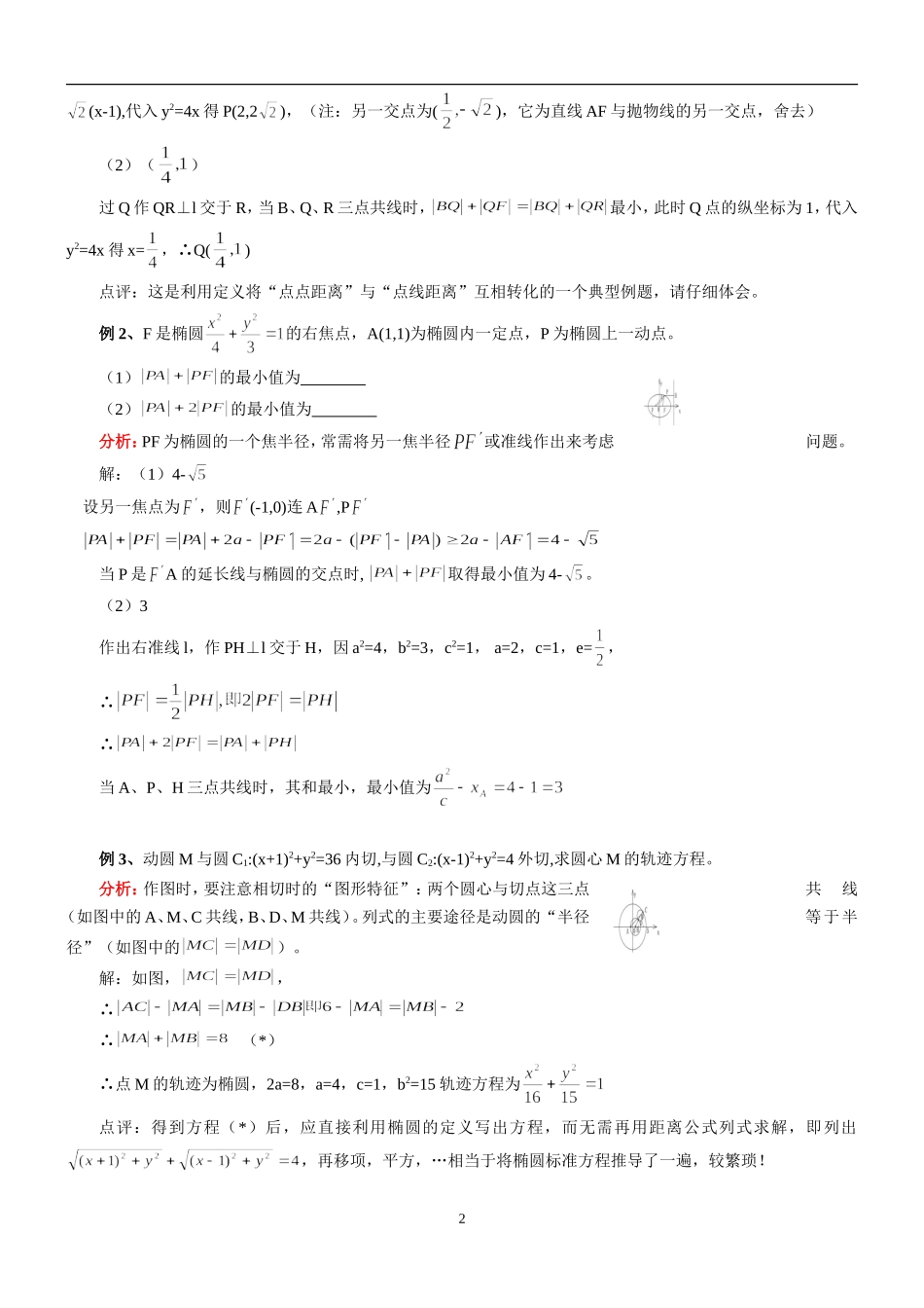 解圆锥曲线问题常用方法+椭圆与双曲线的经典结论+椭圆与双曲线的对偶性质总结_第2页