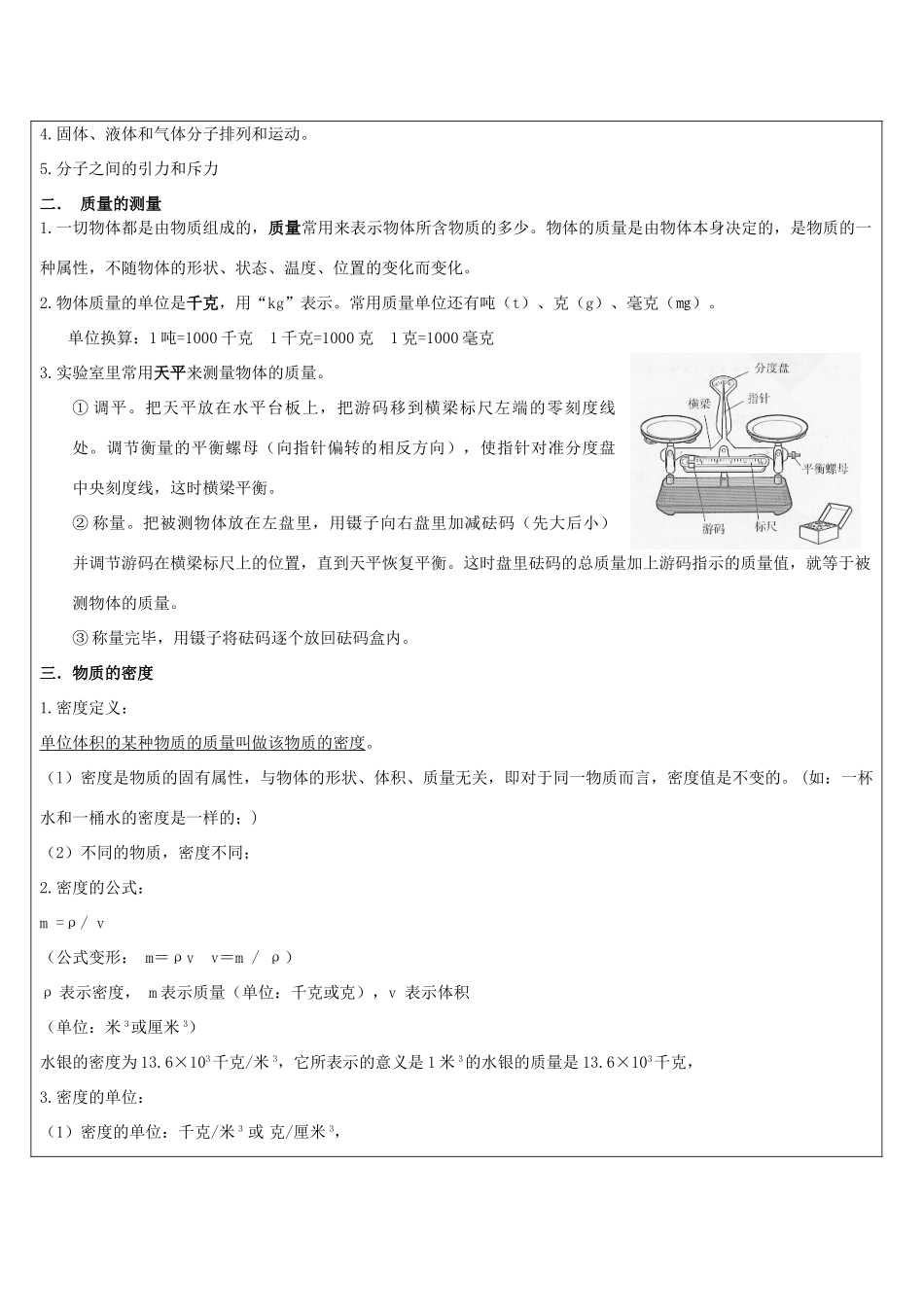 浙江省中考科学讲义复习 七年级科学部分 第10讲 物质的特性 浙教版-浙教版初中九年级全册自然科学教案_第2页