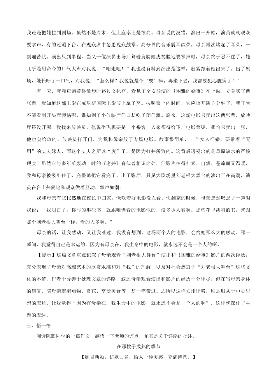 江苏省姜堰市八年级语文上册 作文序列化训练2 有详有略 详略得当教案-人教版初中八年级上册语文教案_第2页